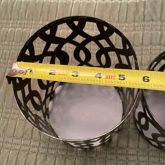 Set of 2 Round Bronze Color Metal Cut Out Lanterns Hurricane Candle Holders - Picture 6 of 10